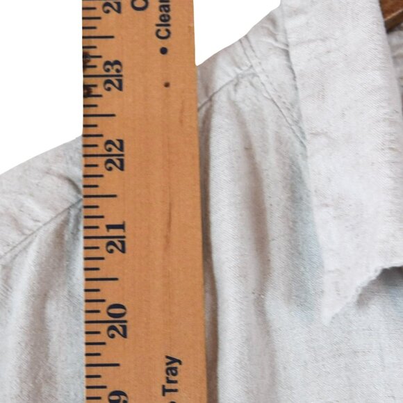 Calligraphie M Neutral Linen Button-Down Crop Top Boxy - Picture 7 of 10